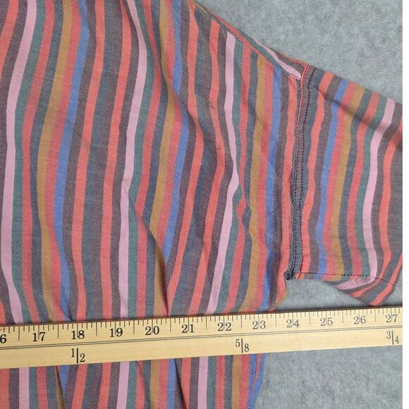 Madewell Top Womens Size Small Courier Button-Back Shirt Rainbow Stripe V Neck - Picture 12 of 15
